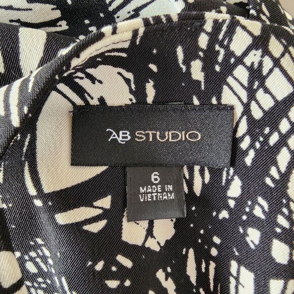 AB STUDIO Black White Sleeveless Tunic Pencil Dress Knee Length Size 6 - Picture 5 of 5
